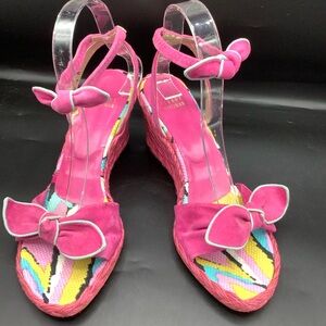 Stuart Weitzman Pink Ssuede Wedge Sandals